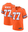 Mens Denver Broncos #77 Quinn Meinerz Nike Mile High Collection 1977 Throwback F.U.S.E. Limited Jersey – Orange