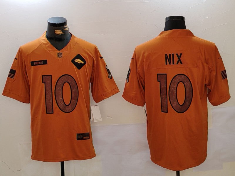 Men’s Denver Broncos Bo Nix #10 Brown 2023 Salute To Service Limited Jersey