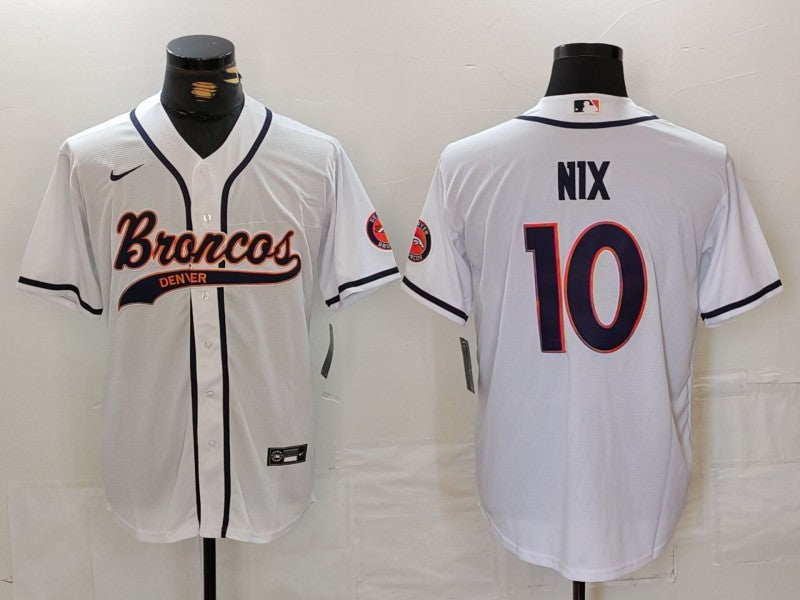 Men’s Denver Broncos Bo Nix #10 White Jersey