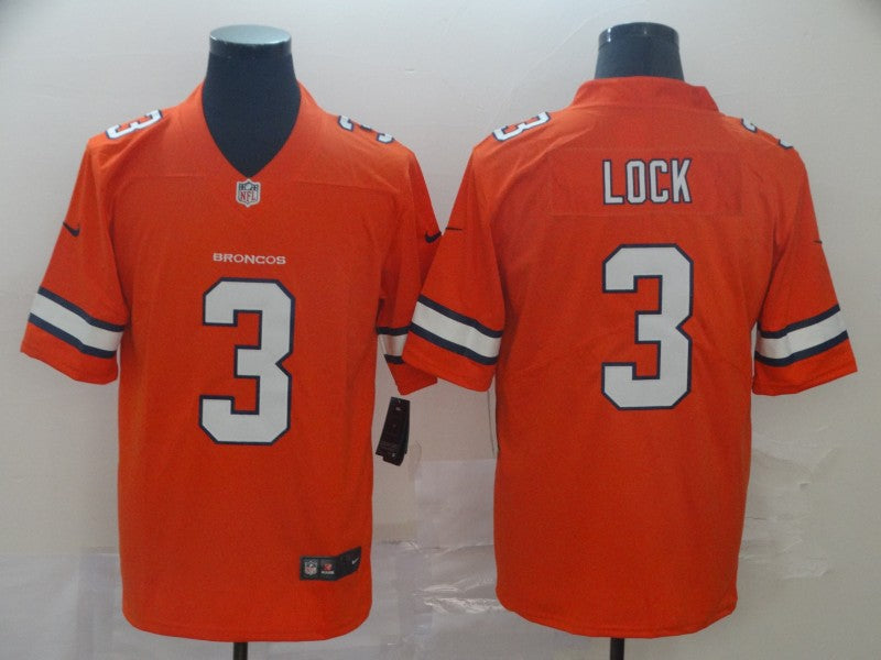 Men’s Denver Broncos Drew Lock #3 Orange Jersey