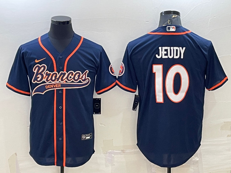 Men’s Denver Broncos Jerry Jeudy #10 Navy Jersey Joint Edition