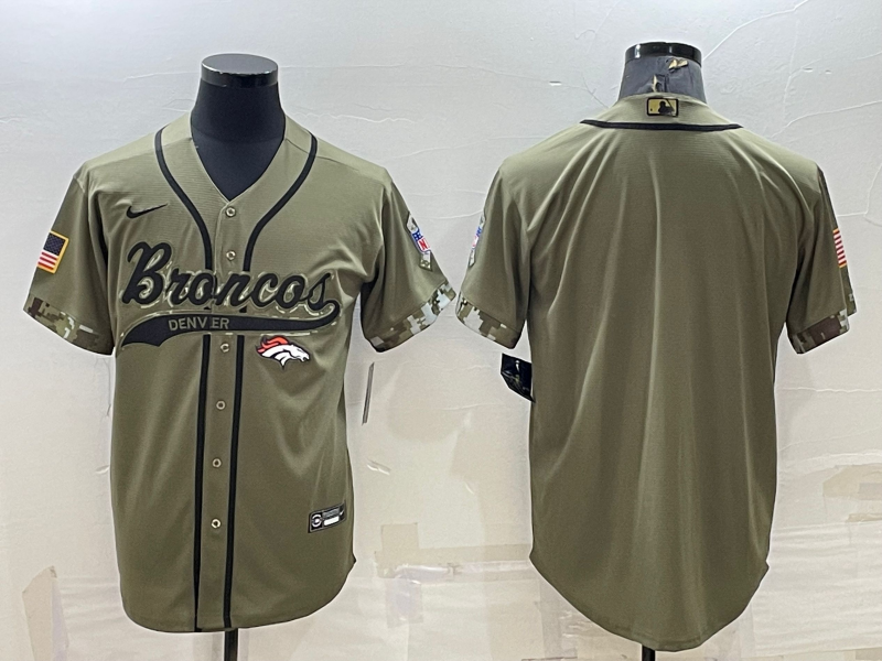 Men’s Denver Broncos Olive 2022 Salute To Service Limited Blank Jersey