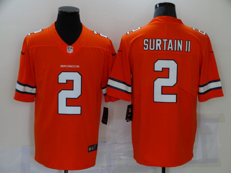 Men’s Denver Broncos Patrick Surtain II #2 Orange Jersey