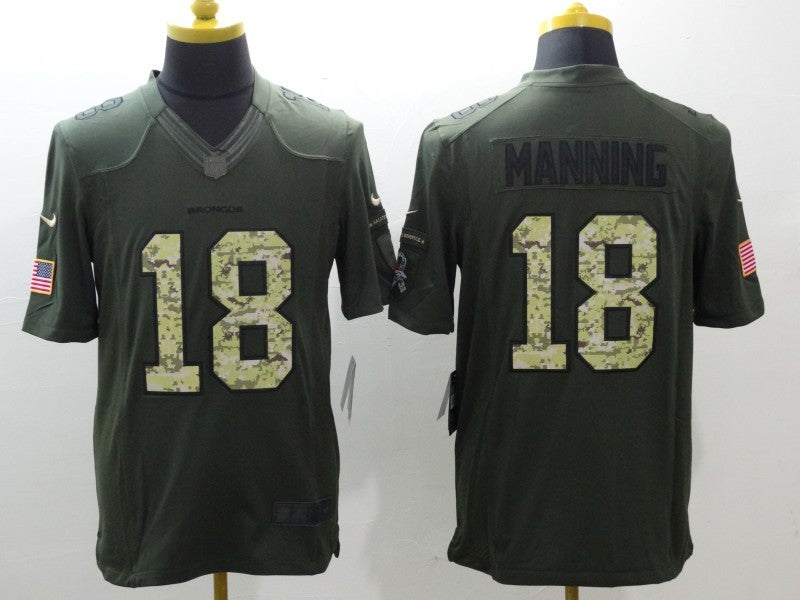 Men’s Denver Broncos Peyton Manning #18 Army Green Jersey