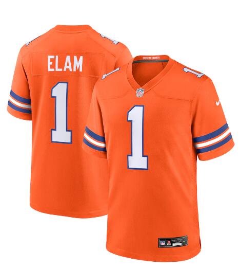 Mens Denver Broncos Retired Player #1 Jason Elam Nike Mile High Collection 1977 Throwback F.U.S.E. Limited Jersey – Orange