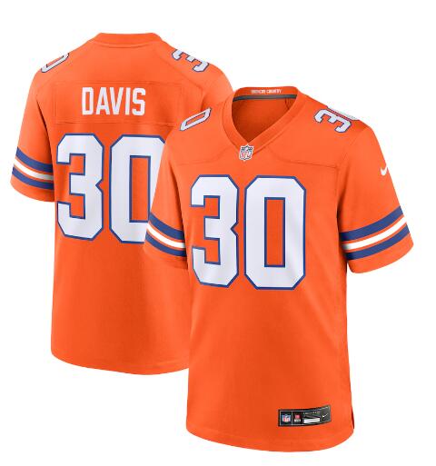 Mens Denver Broncos Retired Player #30 Terrell Davis Nike Mile High Collection 1977 Throwback F.U.S.E. Limited Jersey – Orange