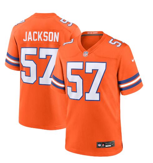 Mens Denver Broncos Retired Player #57 Tom Jackson Nike Mile High Collection 1977 Throwback F.U.S.E. Limited Jersey – Orange