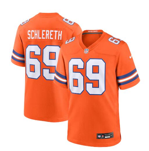 Mens Denver Broncos Retired Player #69 Mark Schlereth Nike Mile High Collection 1977 Throwback F.U.S.E. Limited Jersey – Orange