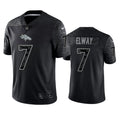 Mens Denver Broncos Retired Player #7 John Elway Black Reflective Limited Jersey