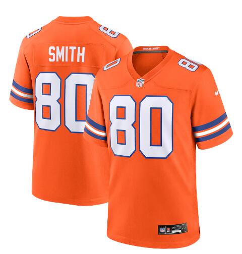 Mens Denver Broncos Retired Player #80 Rod Smith Nike Mile High Collection 1977 Throwback F.U.S.E. Limited Jersey – Orange