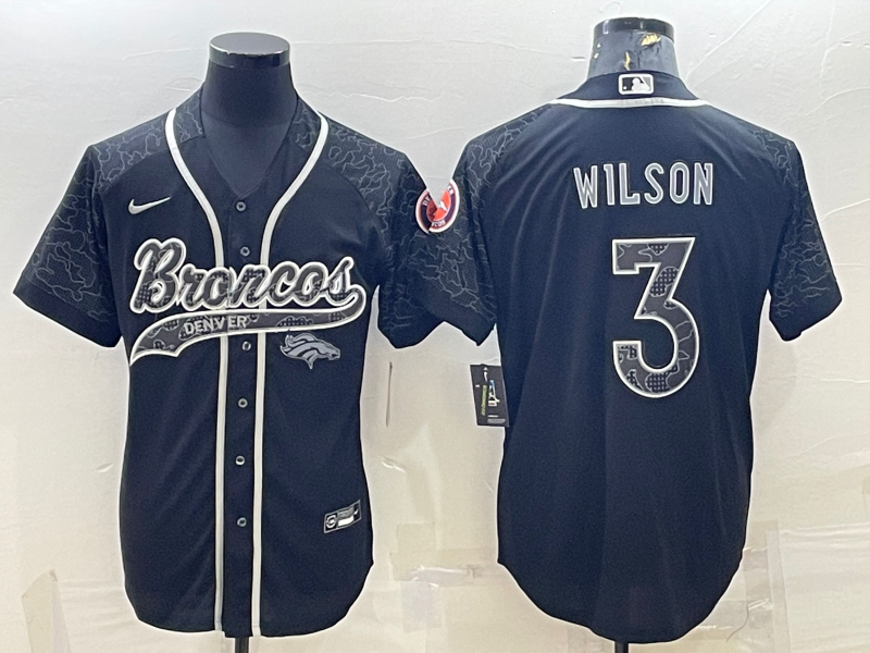Men’s Denver Broncos Russell Wilson #3 Black Retired RFLCTV Limited Jersey Joint Edition
