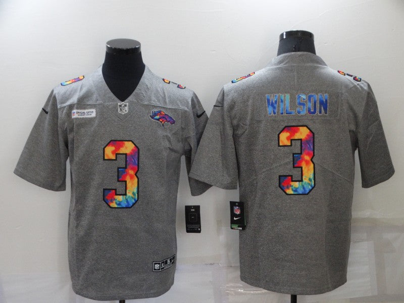 Men’s Denver Broncos Russell Wilson #3 Gray Jersey