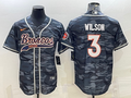 Men’s Denver Broncos Russell Wilson #3 Grey Camouflage Jersey Joint Edition