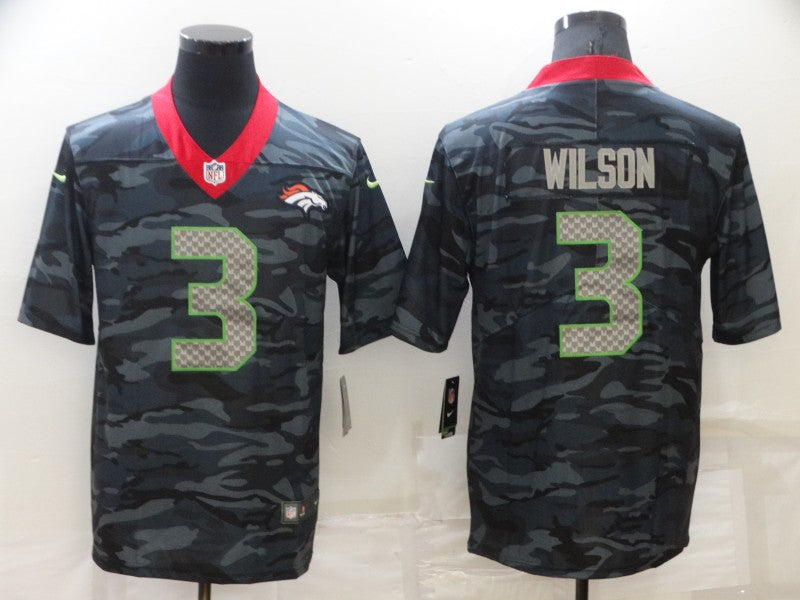 Men’s Denver Broncos Russell Wilson #3 Grey Camouflage Jersey
