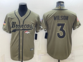 Men’s Denver Broncos Russell Wilson #3 Olive 2022 Salute To Service Limited Jersey Joint Edition