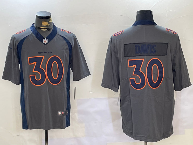 Men’s Denver Broncos Terrell Davis #30 Gray Jersey