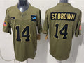 Mens Detroit Lions #14 Amon-Ra St. Brown Nike 2025 Salute to Service Limited Jersey – Olive