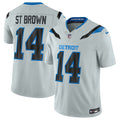 Men’s Detroit Lions #14 Amon-Ra St. Brown Silver 2026 F.U.S.E. Rivalries Collection Limited Stitched Football Jersey
