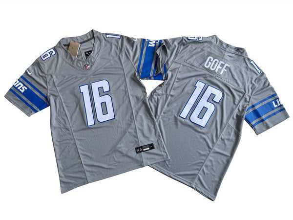 Men’s Detroit Lions #16 Jared Goff Nike Steel Alternate 2023 F.U.S.E. Vapor Limited Jersey