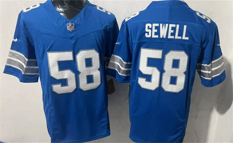 Mens Detroit Lions #58 Penei Sewell Nike 2024 Blue Vapor F.U.S.E. Limited Jersey