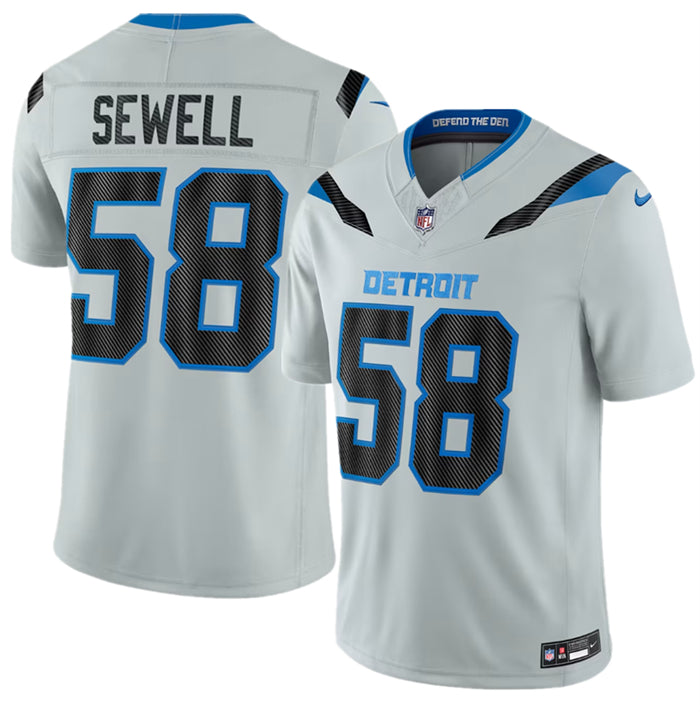 Men’s Detroit Lions #58 Penei Sewell Silver 2026 F.U.S.E. Rivalries Collection Limited Stitched Football Jersey