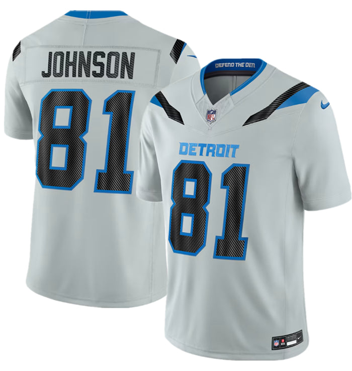 Men’s Detroit Lions #81 Calvin Johnson Silver 2026 F.U.S.E. Rivalries Collection Limited Stitched Football Jersey