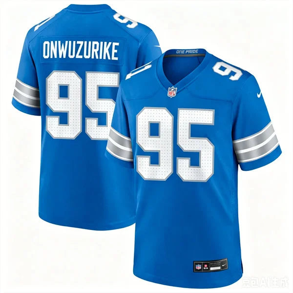 Mens Detroit Lions #95 Levi Onwuzurike Nike Blue Vapor F.U.S.E. Limited Player Jersey