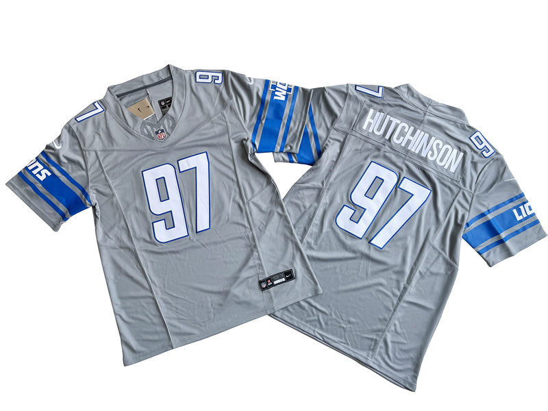 Men’s Detroit Lions #97 Aidan Hutchinson Nike Steel Alternate F.U.S.E. Vapor Limited Jersey
