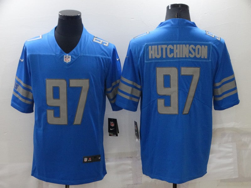 Men’s Detroit Lions Aidan Hutchinson #97 Blue Jersey