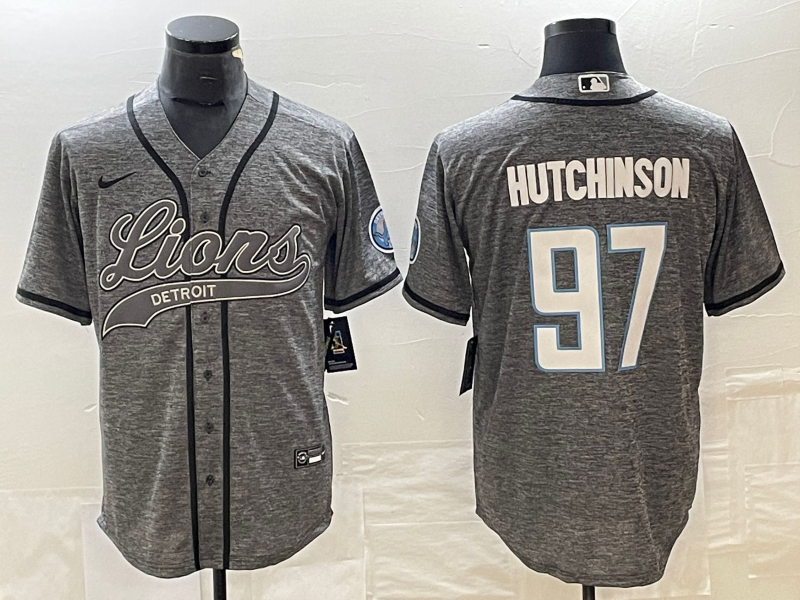Men’s Detroit Lions Aidan Hutchinson #97 Gray Jersey Joint Edition