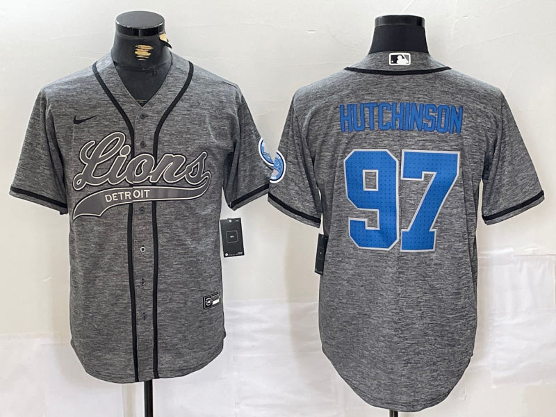 Men’s Detroit Lions Aidan Hutchinson #97 Gray Jersey