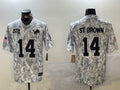 Men’s Detroit Lions Amon-Ra St. Brown #14 Arctic Camo 2024 Salute to Service Limited Jersey