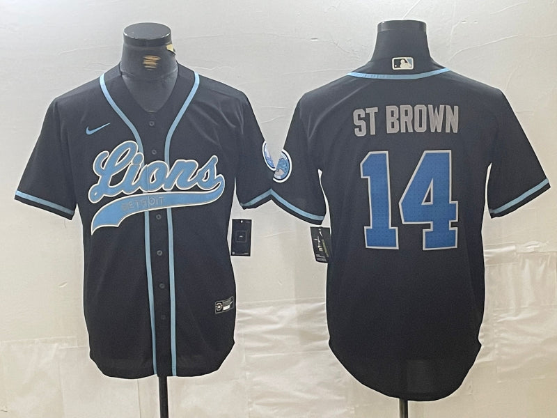 Men’s Detroit Lions Amon-Ra St. Brown #14 Black Jersey