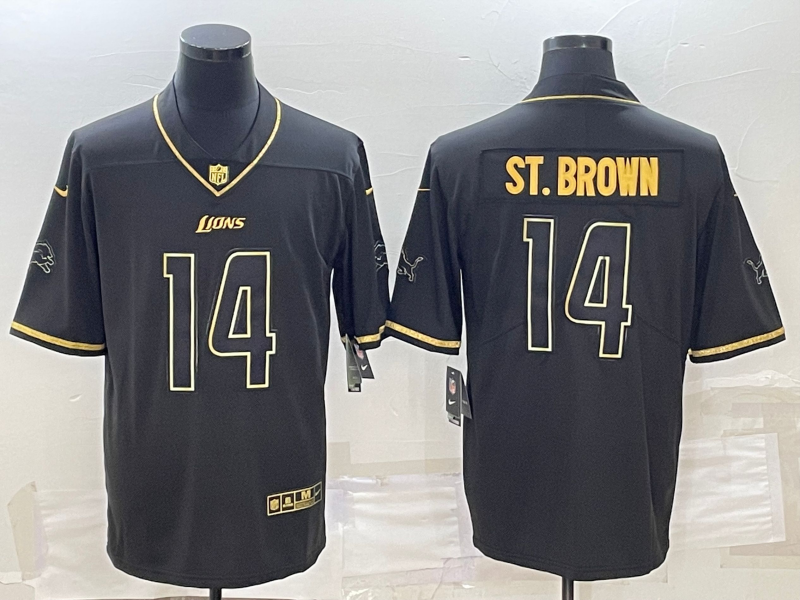 Men’s Detroit Lions Amon-Ra St. Brown #14 Black Jersey