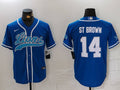 Men’s Detroit Lions Amon-Ra St. Brown #14 Blue Jersey