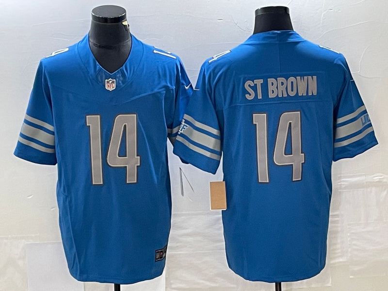 Men’s Detroit Lions Amon-Ra St. Brown #14 Blue Jersey