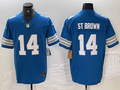 Men’s Detroit Lions Amon-Ra St. Brown #14 Blue Vapor F.U.S.E. Limited Jersey