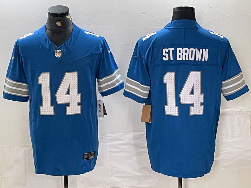 Men’s Detroit Lions Amon-Ra St. Brown #14 Blue Vapor F.U.S.E. Limited Jersey