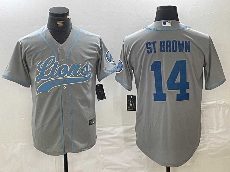 Men’s Detroit Lions Amon-Ra St. Brown #14 Gray Jersey