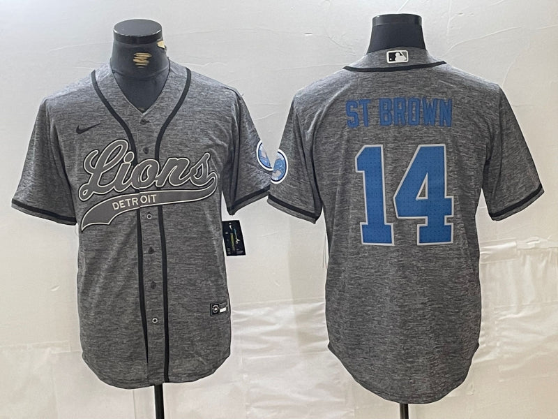 Men’s Detroit Lions Amon-Ra St. Brown #14 Gray Jersey