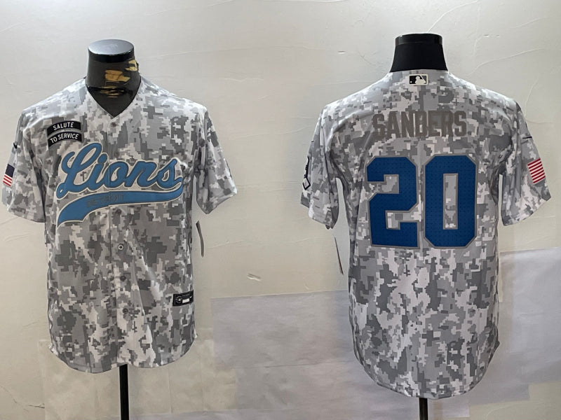 Men’s Detroit Lions Barry Sanders #20 Arctic Camo 2024 Salute to Service Limited Jersey
