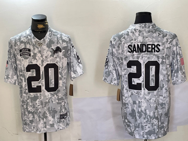 Men’s Detroit Lions Barry Sanders #20 Arctic Camo 2024 Salute to Service Retired Limited Jersey