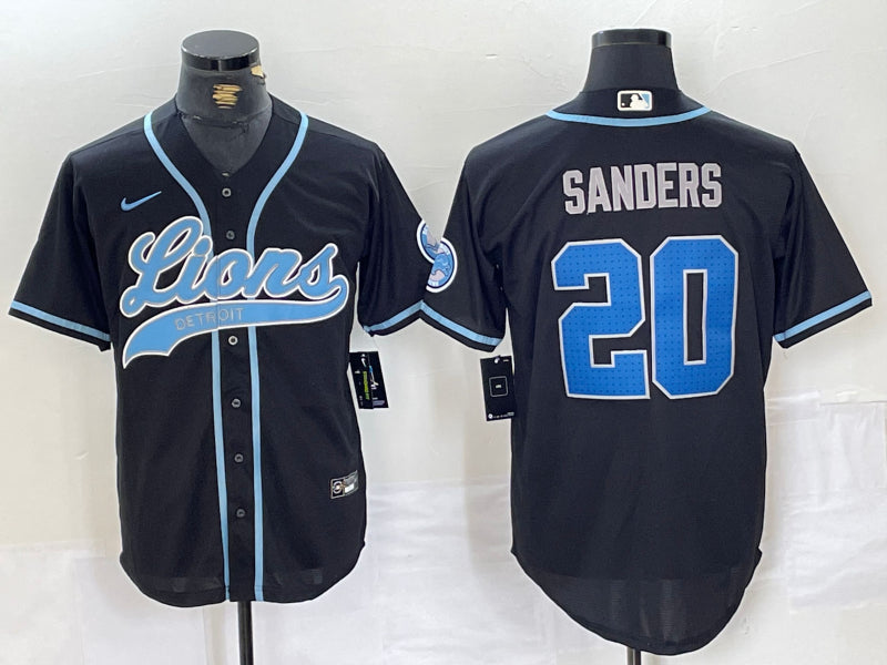 Men’s Detroit Lions Barry Sanders #20 Black Jersey