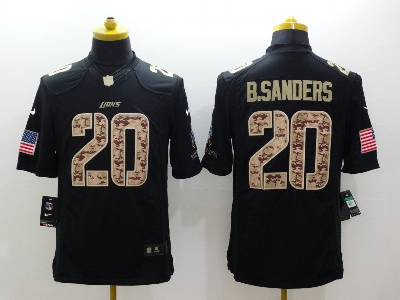 Men’s Detroit Lions Barry Sanders #20 Black Jersey