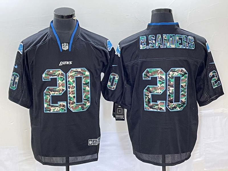 Men’s Detroit Lions Barry Sanders #20 Black Jersey