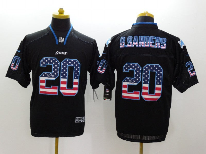 Men’s Detroit Lions Barry Sanders #20 Black Jersey