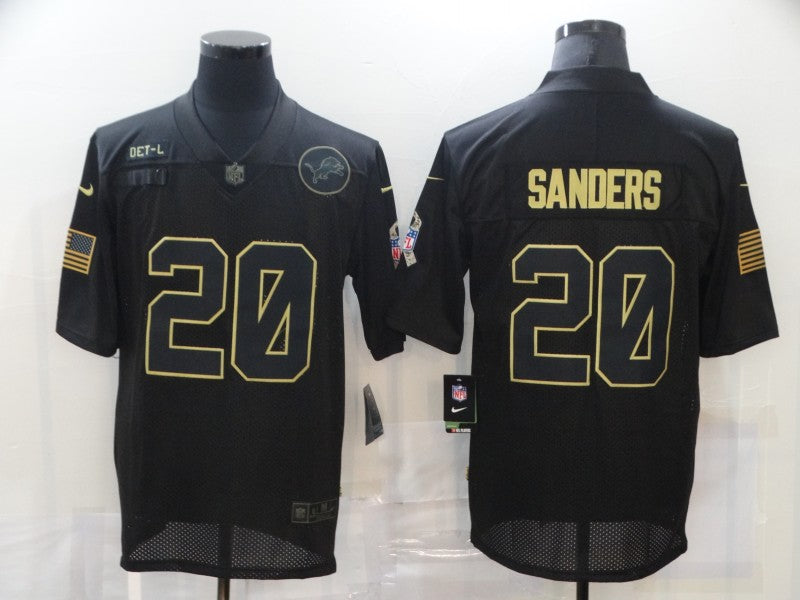 Men’s Detroit Lions Barry Sanders #20 Black Jersey