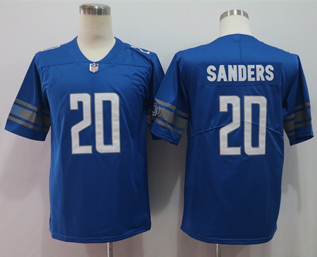 Men’s Detroit Lions Barry Sanders #20 Blue Retired Jersey
