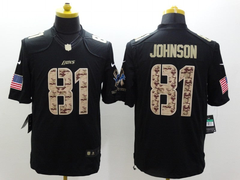 Men’s Detroit Lions Calvin Johnson #81 Black Jersey