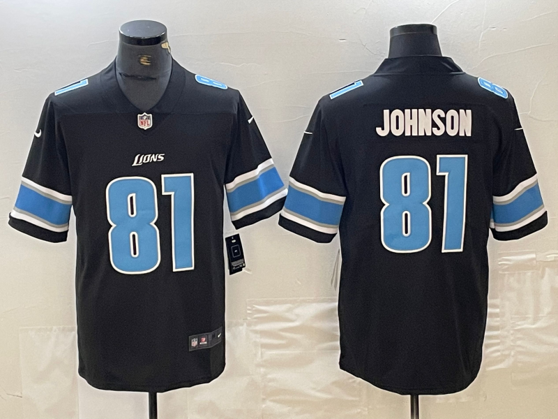 Men’s Detroit Lions Calvin Johnson #81 Black Jersey